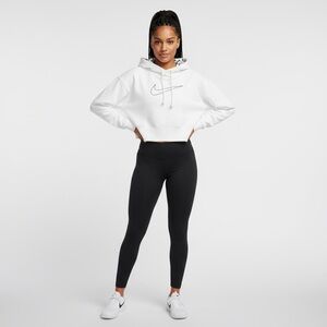 Nike White Cropped Hoodie and Black Leggings